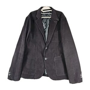 Threads 4 Thought Corduroy Blazer Navy 💯 Organic Cotton Jacket Mens XL Long